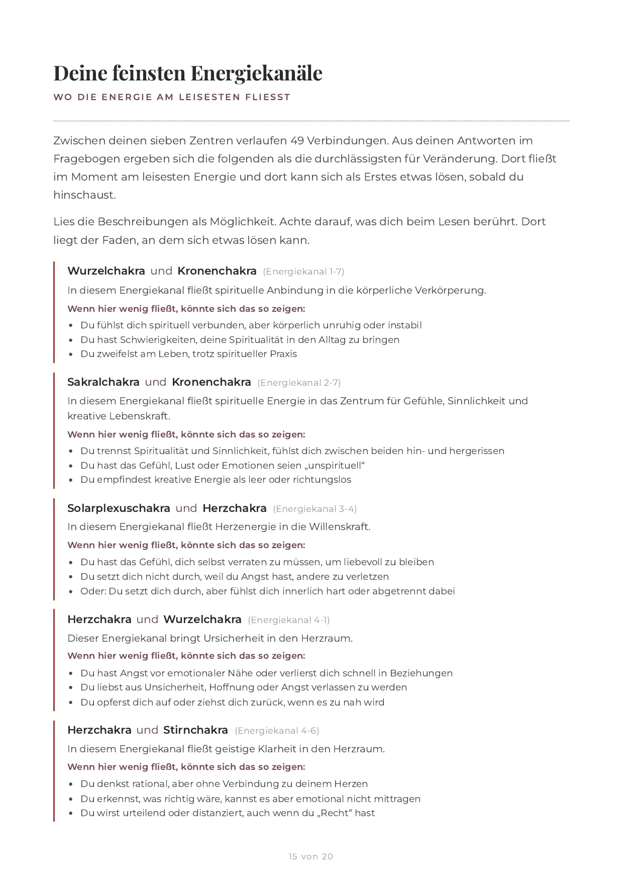 Beispielseite: Deine feinsten Energiekanäle